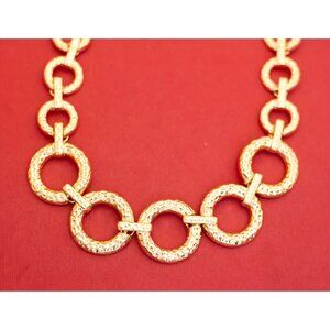 18 inch, Vintage Multi Rings Circular Gold Tone Elegant Necklace - F37